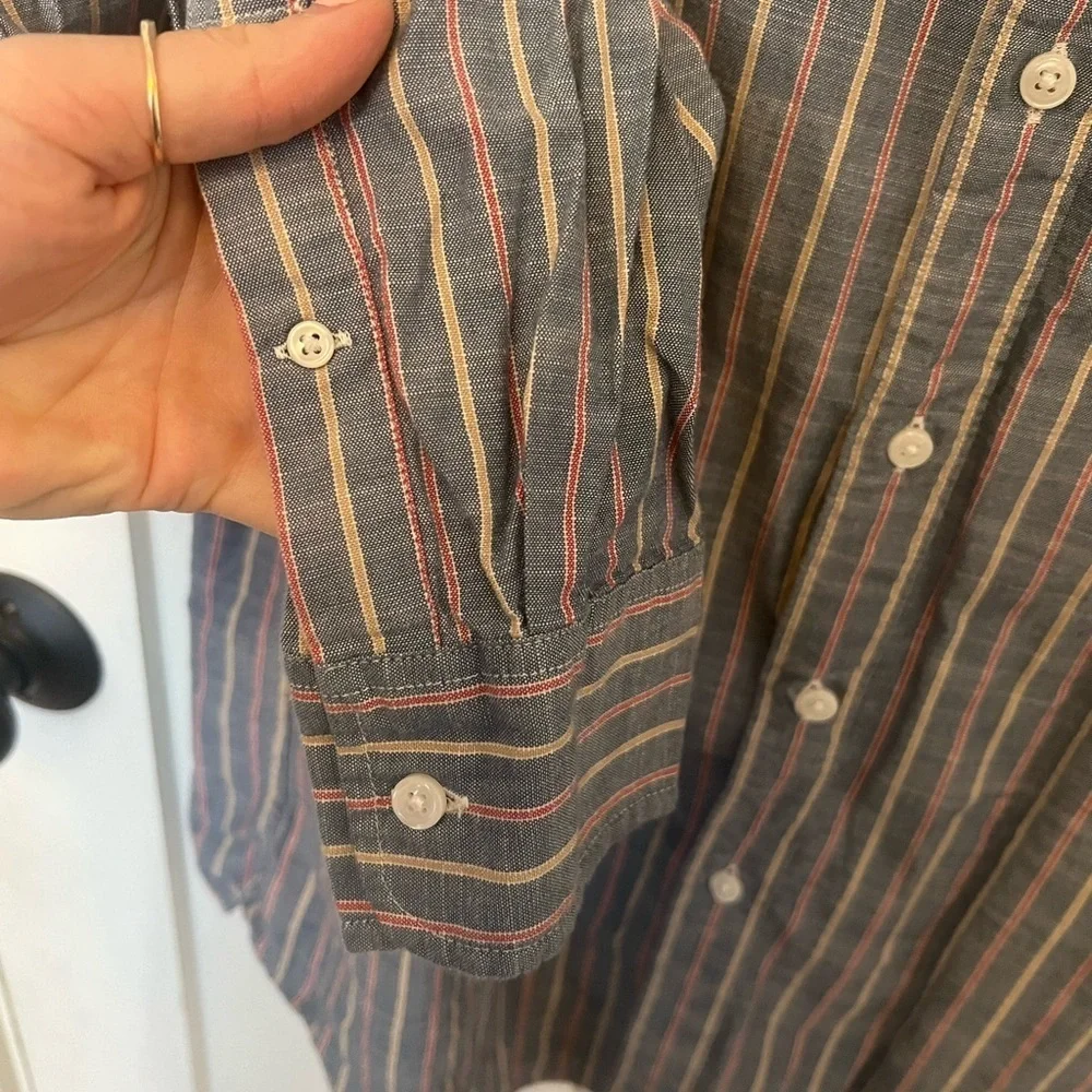 J. Crew Stripped casual 100%Cotton Button Down Long Sleeve Shirt Classic prep L